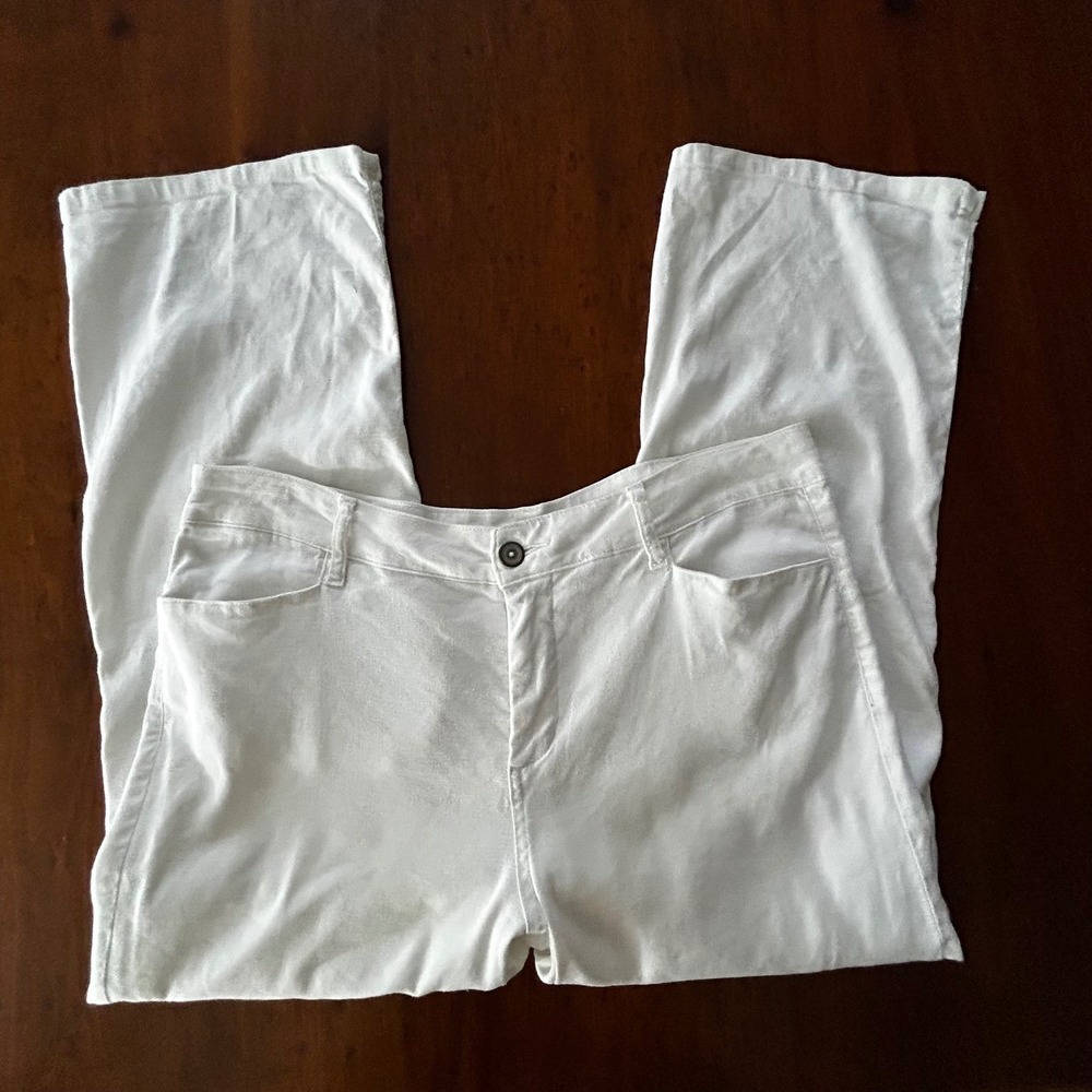 NYDJ White Linen Blend Ankle JEANS PANTS 12 Straight Beach Coastal Summer Casual - Picture 7 of 13